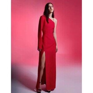 BCBG Max Azria Size EU 44 US 8 Pink One Shoulder Silk Rayon Knit Gown prom dress